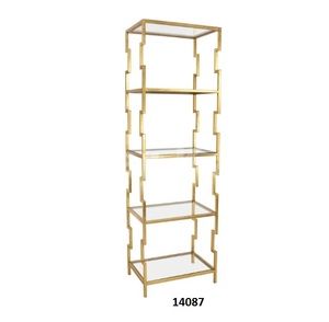 Metal and <b>Wood</b> Shelving <b>Unit</b> Four Tired <b>Shelves</b> Storage Display for Home Living Room Office Decor - Product Image 4