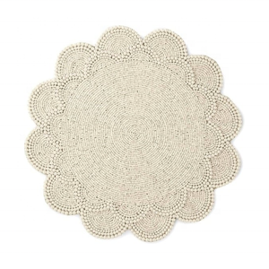 Half White Pearls Attached Floral Dining Table Use Jute <b>Placemat</b> 33x45cm Rustic Style ISO Certified Lightweight India Export - Product Image 1