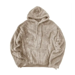 2024 Sherpa Pullover Hoodie Soft Warm Fleece Sweatshirt Custom Solid Blue High Quality Winter Bulk Manufacture on Sale - Product Image 5