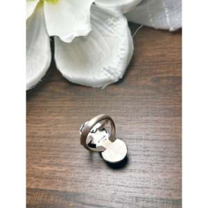 Navajo-Made <b>Statement</b> Gemstone <b>Ring</b> Sonoran Gold Turquoise & Sterling <b>Silver</b> Bezel Setting Rhodium-Plated Size 7 Everyday Wear - Product Image 4