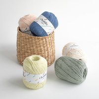 Fil à tricoter doux en coton Chablis (60g) ton pastel, haute qualité, Corée du Sud
