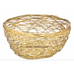 High Grade Gold Plated Heavy Duty Metal High Standard Quality Table Centerpiece and Decoration Fruits and <b>Bread</b> Serving <b>Basket</b> - Product Image 2