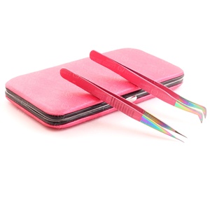 Pinzas de múltiples puntas de volumen de acero inoxidable, puntas afiladas, agarre suave, fácil de recoger, pestañas finas, pinzas para pestañas, embalaje personalizado - Product Image 4