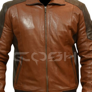 Veste en cuir véritable marron pour homme de style vintage pour moto/usage décontracté |   Veste d'aviateur d'hiver en gros - Product Image 3