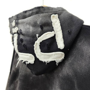 Sweat à capuche lavé à l'acide avec broderie en détresse | Vente en gros de sweats à capuche surdimensionnés Streetwear vintage | Logo personnalisé OEM Sweatshirt Fournisseur - Product Image 6