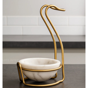 Soporte de cuchara de acero inoxidable superventas con chapado en plata, Natural cuenco hecho a mano de mármol, soporte de cucharón para hoteles y restaurantes - Product Image 1