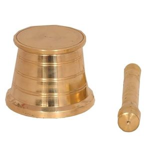 Mortier et pilon en laiton épais plaqué or bonne conception forme ronde mortel et pilon pour herbes épices moulin à poivre - Product Image 3