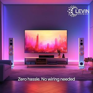 LEVIN Allemagne Smart RGB LED Strip Light 16.4ft (5M) 16 Million Colors Music Sync App Remote Control Alexa Google Assistant IP65 - Product Image 4