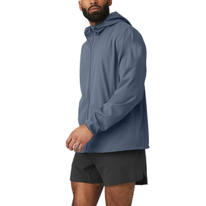 Vestes coupe-vent à fermeture éclair intégrale en nylon personnalisées avec logo tendance pour hommes - Product Image 3