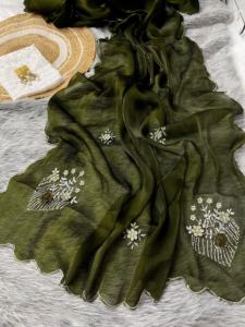 ชุดส่าหรีผ้าไหม zimmy Choo ผ้านิ่มนิ่มสำหรับงานออกแบบล่าสุดเสื้อผ้างานดอกไม้ - Product Image 3