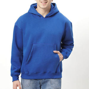 เสื้อฮู้ดโอเวอร์ไซส์ของผู้ชาย500GSM มีฮู้ดสีฟ้าแบบสวมหัวมีฮู้ดสไตล์สตรีทพิมพ์ลายพัฟแบบกำหนดเอง - Product Image 1