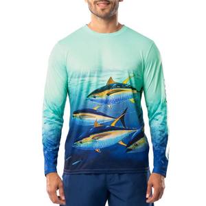 Venta al por mayor logotipo personalizado hombres secado rápido Fitness pesca Camisetas manga larga entrenamiento atlético al aire libre pesca lienzo sólido - Product Image 1