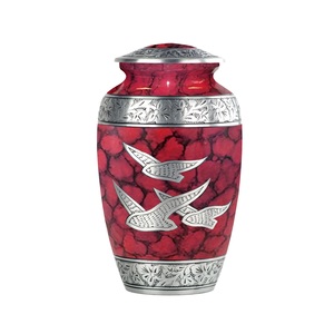 Urna de cremación de metal trabajo de fuego rojo con alas de libertad grabadas para cenizas de adultos urna de la mejor calidad - Product Image 1