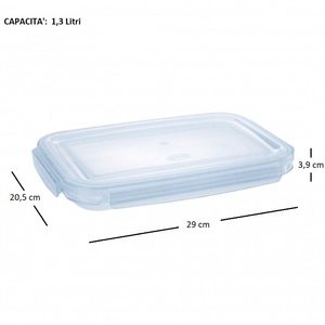Contenitore per alimenti in plastica trasparente da 1.3 litri con coperchio 29x20.5x3.9 cm per frigorifero e forno a microonde - Product Image 2