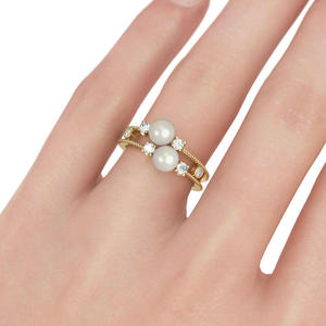 Jeulia <b>Split</b> Shank Faux Pearl Sterling Silver Fashion <b>Ring</b> - Product Image 4