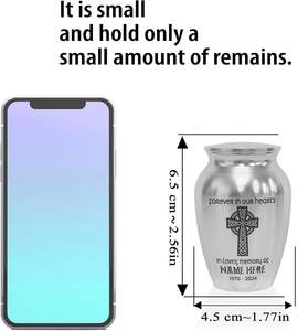 Urne funéraire commémorative irlandaise personnalisée pour souvenir de cendres humaines Cadeaux de souvenir de taille personnalisée pour la perte d'un être cher Argent - Product Image 2