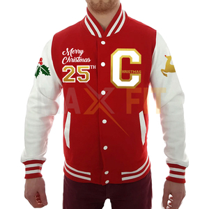 2025 Customized MAXFIT ENTERPRISES Men's Varsity <b>Jacket</b> <b>Christmas</b> Patch Stand Front Good Quality Canvas Multiple Colors - Product Image 2
