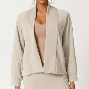 Cardigan oversize pour filles, hiver et automne, manteau épais, tissu modal doux, haut tendance une pièce, col montant, manches longues, respirant - Product Image 3