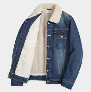Veste en jean d'hiver pour homme Col en sherpa Haute rue Coton Polyester Bouton Casual Manteau chaud Séchage rapide Respirant - Product Image 1
