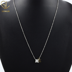 Venta caliente diseño clásico delicado 14K oro F VS1 2 CT corte princesa laboratorio cultivado diamante solitario Collar para mujer - Product Image 1
