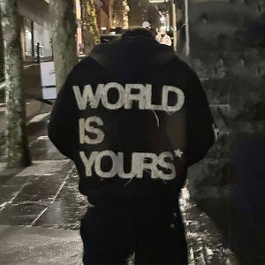 Sweat à capuche personnalisé sans cordon, 420 g/m², coupe classique, streetwear, lourd, broderie vintage, design en strass, hiver, homme - Product Image 1