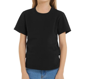 2025 Camiseta básica de algodón con cuello redondo para niñas 100% algodón verano cuello redondo acanalado camiseta interior de punto paquete 3 manga corta cuello redondo acanalado - Product Image 3