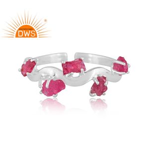 Dernière tendance Bague réglable en argent sterling fin spinelle naturel rubis pierre précieuse Fabricant de bijoux personnalisés - Product Image 2