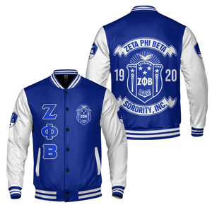 Último Diseño de Sudadera Casual de Primavera para Hermandad Zeta Phi Beta, con Frente Recubierto, Tejido con Serigrafía, 100% Lana, Parte Inferior a Rayas con Botones - Product Image 3