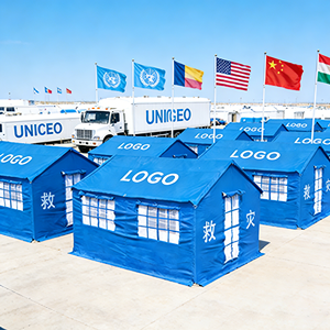 Tentes portables imperméables de secours d'urgence à prix d'usine, abri 4 saisons à poteaux en aluminium, 12m, monocouche, 1 chambre, 1 séjour - Product Image 2