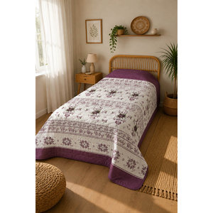 Purple <b>Quilted</b> Bedspread with Patterned <b>Single</b> Pike Woven Technique - Product Image 1