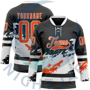 Conjuntos de Camisetas de Hockey sobre Hielo para Adultos al por Mayor, Cosidas, 100% Poliéster, Transpirables, de Secado Rápido, Anti-UV, con Nombre de Equipo Personalizado, Alta Calidad, OEM - Product Image 1