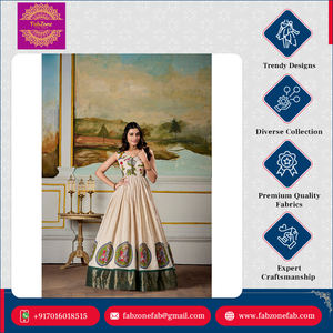 ชุด anarkali ชุด Koti พิมพ์ลายคาลามคาริทอจากโซล่าสำหรับงานแต่งงานแบบดั้งเดิม - Product Image 5