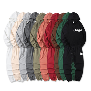 Survêtement confortable en coton pour l'hiver Sweat-shirt/costume à capuche grande taille avec logo personnalisé 2 pièces en polaire technique - Product Image 1