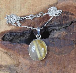 จี้แฟชั่น rutile สีทอง925สเตอร์ลิงเงินจี้อัญมณีทำด้วยมือเครื่องประดับออกแบบทรงกลมของขวัญจี้สำหรับเธอ - Product Image 2