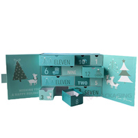Boîte de calendrier de l'avent en carton rigide écologique de haute qualité avec 12 tiroirs, aimant, chaussettes, boîte cadeau de Noël, compte à rebours du Nouvel An