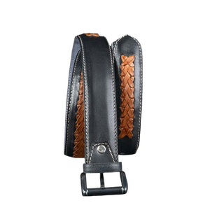 Ceinture en cuir véritable pour homme, faite à la main, tressée, élégante, couleur camel, haute qualité, pour occasions formelles, vente en gros 2026, logo personnalisé OEM - Product Image 5