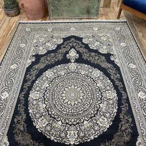 Grand tapis vintage 6,3x9,9 pieds, tapis turc en laine noir à pois - Product Image 4