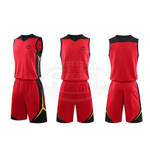 Ensembles d'uniformes de basket-ball en maille respirante printemps-été, logo personnalisé, nom et numéro d'équipe imprimés, haute performance, 100% polyester - Product Image 1