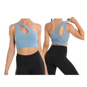 Sujetador deportivo personalizado para mujer 2025, Top corto transpirable de un hombro, sujetador Sexy para Yoga y correr con diseño de empuje y sin costuras - Product Image 2