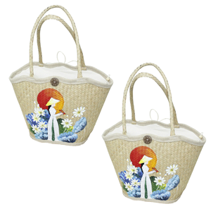 Sac fourre-tout en jonc de mer naturel de qualité supérieure, peint à la main, grande capacité, style pique-nique, artisanat vietnamien, artisanat en osier PHU HAO - Product Image 1