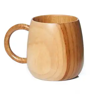 أكواب قهوة قابلة للتحلف صديقة للبيئة كوب شاي صغير للشرب مصنوع من الخشب الطبيعي مع نقش شعار مخصص ومقبض