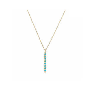 Sólido 18K oro amarillo genuino Bella Durmiente Arizona turquesa piedra preciosa barra gota colgante collar fabricante - Product Image 1