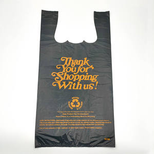 Sac à provisions en plastique de T-shirt résistant et résistant imprimé de logo personnalisé pour les supermarchés - Product Image 1