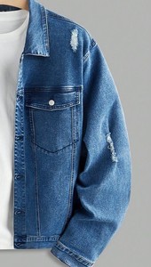Chamarras Vaqueras Vintage Champ King para Hombre, con Botones al Frente, Lavadas, 100% Algodón Ecológico, Estilos de Moda 2025 - Product Image 2