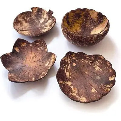 다양한 크기 둥근 평평한 나무 음식 또는 과일 접시 접시 맞춤형 코코넛 나무 접시