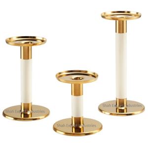 Nouvelle arrivée métal pilier bougeoir or et blanc fini pour noël vacances fête décoration bougie piliers - Product Image 1
