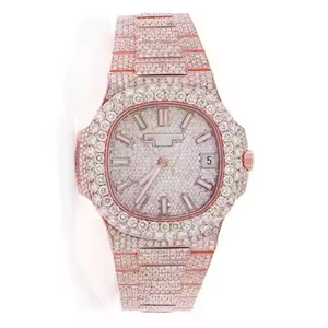 Reloj de movimiento automático de diamante VVS Moissanite Iced Out de alta calidad, reloj de acero inoxidable de lujo hecho a mano para hombre y mujer - Product Image 6