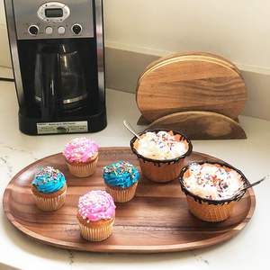 Plateau ovale en acacia de 18 pouces, plateaux rectangulaires en bois de section extra large pour les collations alimentaires au fromage et aux fruits - Product Image 3