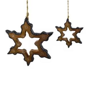 Juego completo de madera de dos colgantes en forma de estrella con acabado pintado, adorno colgante de diseño moderno - Product Image 1