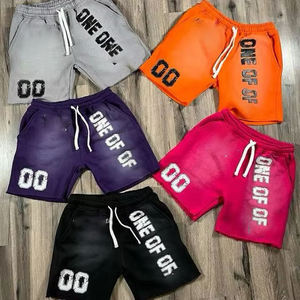 Verano personalizado bordado parche Logo alta calidad Vintage fabricante 100% algodón sudor hombres ácido lavado pantalones cortos - Product Image 1